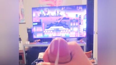 Big cock uncut femboy with bush cumming compilation