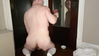 Cute altar boy worships dildo