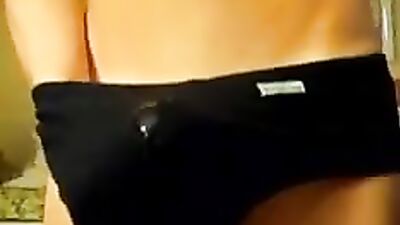 Cuming in black bikini underwear - Amateur Bareback Cum Shots!