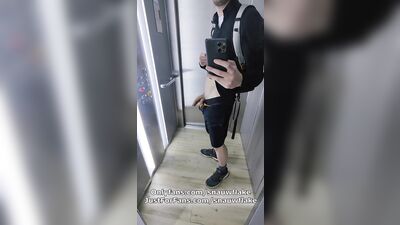 Jerking off compilation public toilet and building (A twink enjoy showing his fat cock)