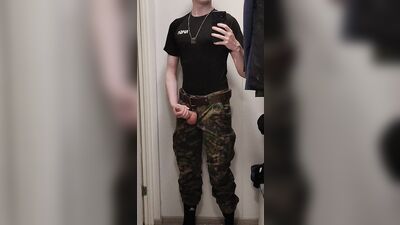 Army twink jerking off