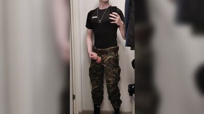 Army twink jerking off