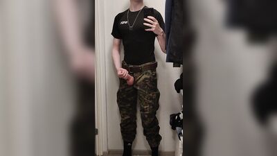 Army twink jerking off