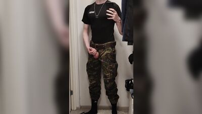 Army twink jerking off
