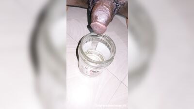 Micro penis pissing full of glass