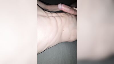Muscled twink with huge cock flexing and slapping cock against abs