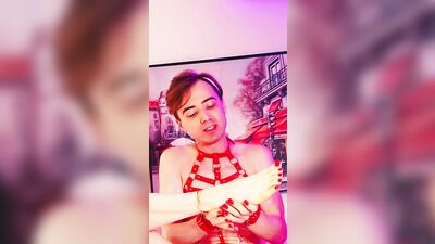 Wild Sissy Femboy Twink Licks & Sucks Own Feet