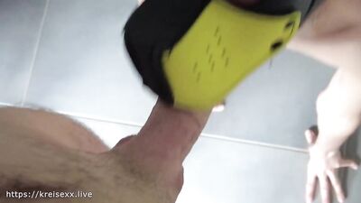 Master get sucked and finger his puppy