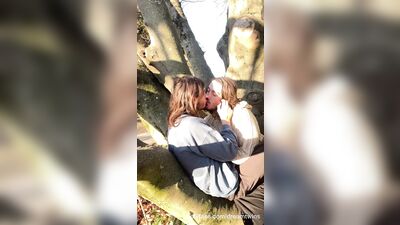 Hot couple kissing in public