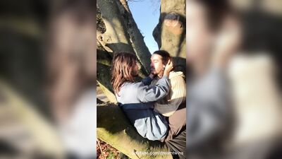 Hot couple kissing in public