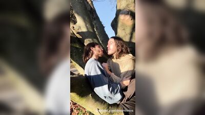 Hot couple kissing in public