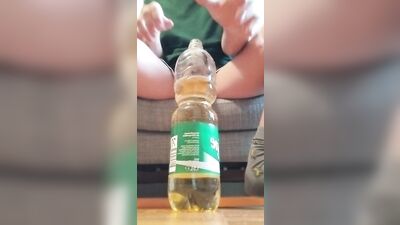 peeing in a lemonade bottle because the bathroom was occupied