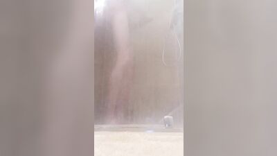 Jerking off my huge cock in the shower