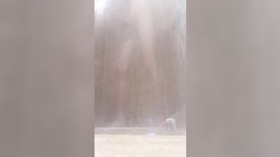 Jerking off my huge cock in the shower
