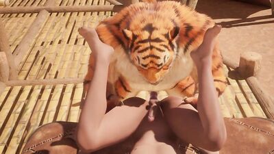 Big Tiger Cums Inside Twink Boy w/ Creampie (Furry Gay Sex) | Wild Life Furries