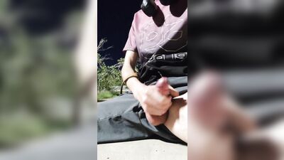 Twink Wanks and Cums Outdoor at the Park Almost Caught Pt.2