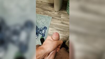 Boy wanking in bathroom