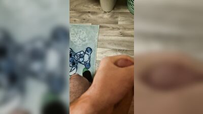 Boy wanking in bathroom