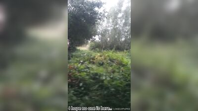 Naked walk in Rainy Forest with Buttplug and Collar