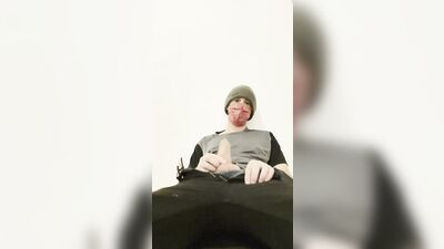 Straight twink masturbates with his huge cock. A lot of sperm! @Herrytheking