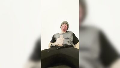 Straight twink masturbates with his huge cock. A lot of sperm! @Herrytheking