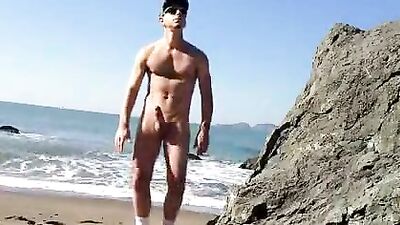 Beach Crush! Public Outside Solo Exposure for Gay Porn Addicts!