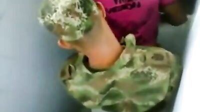 Young Public Soldier Cumshots: Amateur Handjobs in Toilets!