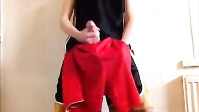 High School Sportswear Basketball Teen Boy Cum Shots Handjob!