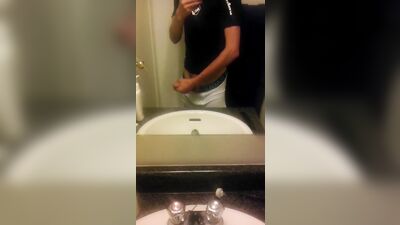 Young Bathroom Cummer Takes Over the Sink!