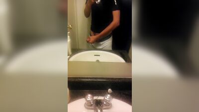 Young Bathroom Cummer Takes Over the Sink!