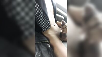 Cumming while Uber Driver Watches