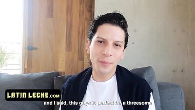 Latin Leche - Hot Latino Studs Enjoy Some Passionate Threesome With Ass To Mouth Action On The Couch