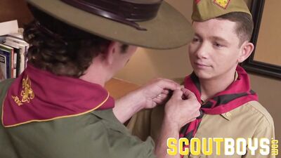 Hot chiseled Scoutmaster seduces fucks a smooth twink raw
