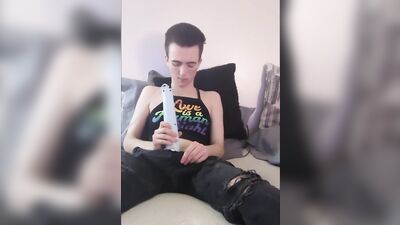 Rubbing myself through pants and stripping off. I like playing with my hung tdick ????