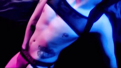 Slutty Twink in harness feeds on dick and gags. OnlyFans preview