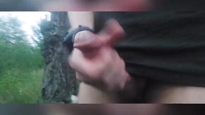 Young twink goes to the woods to wank his dick boy out in the nature cruising nude beach stud