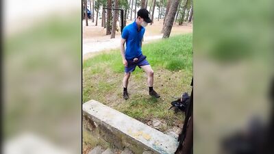 dressing up on a nudist beach, showing a cock