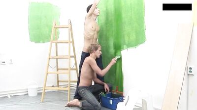 Gay Porn Bareback Cum Shots: Two Painters Take A Fuck Break!