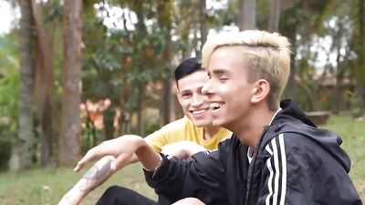 Outdoor Threesome Frenzy: Boys Go Wild in the Woods!