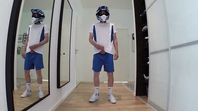 Sexy Soccer Boys Cumming in Gay Porn - Helmet and Shorts Action!