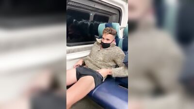 Masked Public Train Sex with Naked Boy