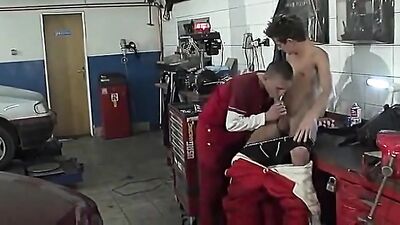 Young Mechanics in the Workshop: Horny Jerks and Oral Action!
