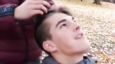 Outdoor Cutie Twink Head Shaving Adventure!