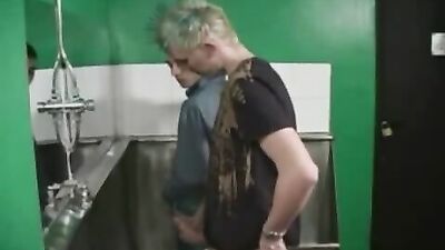 Gay Porn Spikes: Public Toilet Wank with Straight Boys