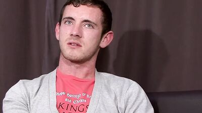 Twink with blue eyes masturbates his big monster cock