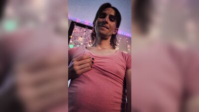 Trans girl playing with tits