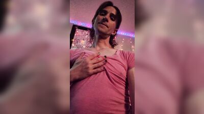 Trans girl playing with tits