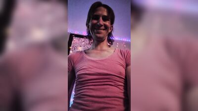 Trans girl playing with tits