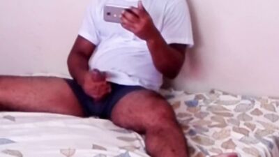 Horny guy caught jerking watching porn and masturbate big cock