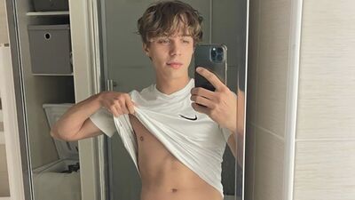 Young French blond Tom Barber jerking off after football